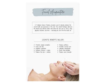 Facial Acupuncture Poster, Acupunctuur Grafiek, Meridiaan grafieken, Acupunctuur Kunst, Schoonheidsspecialiste, Cosmetische, Holistische Huidverzorging, Dermatologie, TCM