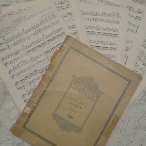 1895 Vintage Muziekbladen Schirmer's Digitale Prints, Achtergrondpagina's, Dagboekkaarten, Tags, Ephemera