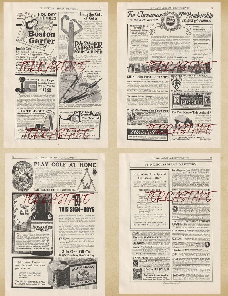Antique Magazine Adverts & Personal Ads Digital Kit 22 Pages, 76 Images ...