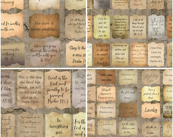 Scripture and Positive Word Scrap Snippets Digital Kit - Ephemera Embellishments