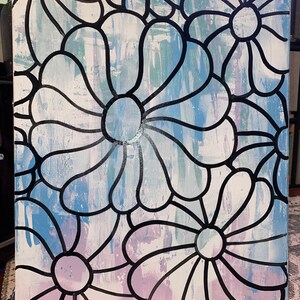 Flowers - original graffiti Spraypaint and acrylic art abstract painting by B2street