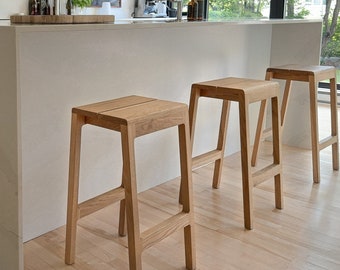 white oak counter stool bar stool high stool kitchen Japandi Scandinavian design handmade quality