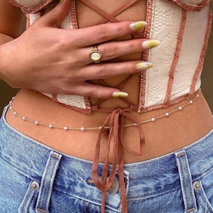 Gold Filled Belly Chain Gold Waist Chain Body Jewelry Pearl Chain Figaro Twist Waterproof Non Tarnish Chains Daily Wear Jewelry Best Gift