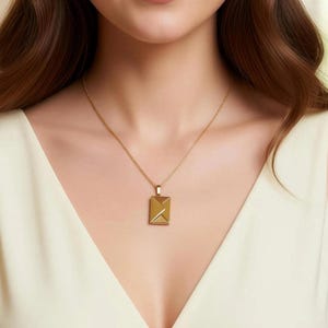18k Gold Envelope Locket Shape Necklace - Loss Family Friend - Carry on your Heart Photo Jewelry for Special Message - Memory Christmas Gift