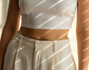 Gold Filled Belly Chain Gold Waist Chain Body Jewelry Pearl Chain Figaro Twist Waterproof Non Tarnish Chains Daily Wear Jewelry Best Gift