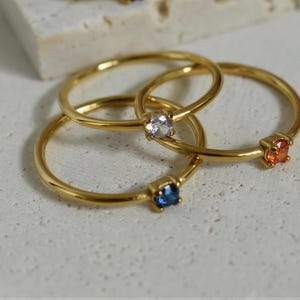 GOLD Birthstone Ring Birthstone Stackable Ring Customized Gemstone Ring Mother Child Birthstone Ring Personalized Birthstone Cuff