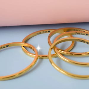 Gold filled Bangle Bracelets Customizable Jewelry Cuff Bracelets For Women - Engraved Bangle Bracelets Personalized Gold Cuff Wrist Her Wear