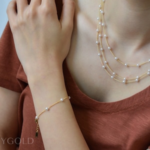 Minimalist Pearl Bracelets Anklets Necklaces- Bridal Pearls -Freshwater Pearls -Gold Filled Choker - Pearl Anniversary Gift- Christmas Gifts