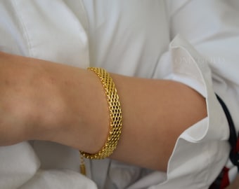 Gold Filled Vintage Mesh Bracelet- Gold Choker Necklace Set ·Vintage Bracelet ·Mesh Retro· Bridesmaid Bracelet Set ·Best Gift For Women