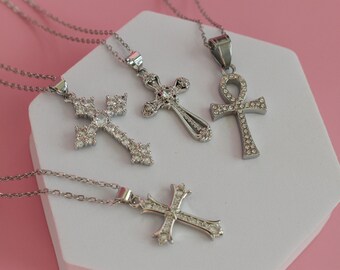 Silver and Gold Filled Cross Necklaces -Elegant Religious Symbols -Believers' Cross Pendant Necklaces- Cross Necklaces as Christmas Gift