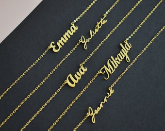 Gold Custom Name Necklace -Nontarnish Gold Nameplate Necklace -Name Necklace for Kids- Custom Gold Name Jewelry- Personalized Christmas Gift