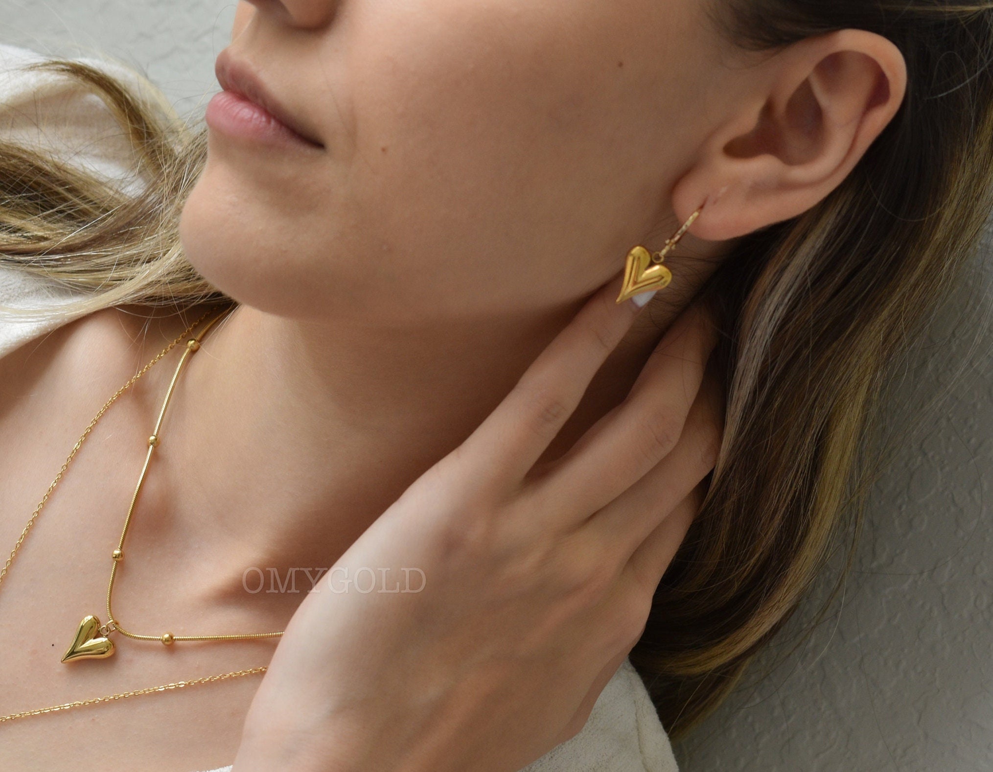 Organic Heart Earrings Gold