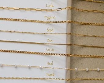 18K Gold Filled Chain Waterproof Non Tarnish Shower Ready Necklace Bracelet Anklet Chains Daily Wear Jewelry Personalized Best Gift