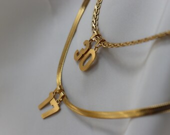 GOLD Number Necklace · Number Sign Pendant Charm Age Year WATERPROOF Personalized Best 30 17 Birthday Gift for Him Her Woman Man Jewelry