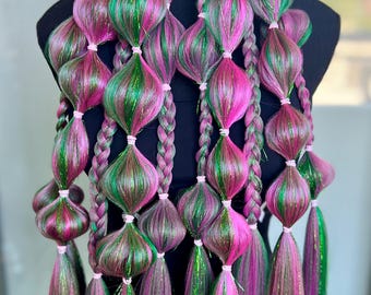 Watermelon - Tie-In Braid Extensions (Bubble Braids) - Tinsel