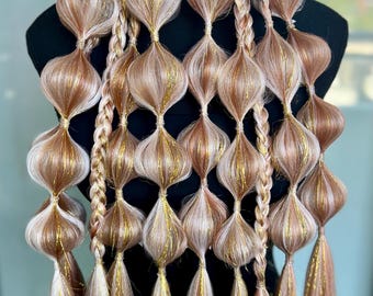 Golden - Tie-In Braid Extensions (Bubble Braids) - Tinsel