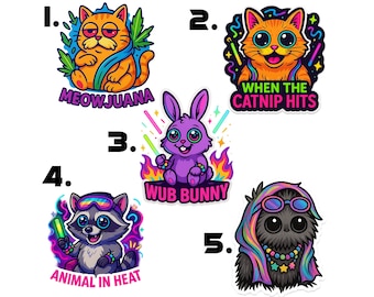 EDM Rave Festival Sticker Set or Single | Vinyl Decal | Animals | PLUR