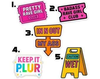EDM Rave Festival Sticker Set or Single | Vinyl Decal | Sayings | PLUR