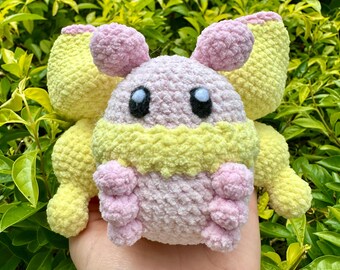 Crochet Moth Plush: Pink & Yellow Amigurumi Insect Toy