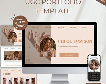 UGC Canva Portfolio Template | Minimalist Website Template for Content Creators, UGC Media Kit, Instant Download
