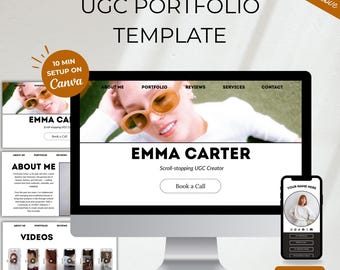 UGC Canva Portfolio Template | Minimalist Website Template for Content Creators, UGC Media Kit, Instant Download
