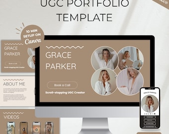 UGC Canva Portfolio Template boho | Minimalist Website Template for Content Creators, UGC Media Kit, Instant Download