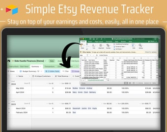 Etsy Shop Revenue and Earnings Tracker | Financial Planner/Organizer and Smart Budgeting Spreadsheet for Etsy Store | Airtable Template