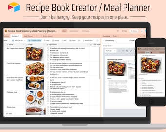 Recipe Book Maker | Daily / Weekly Meal Planner | Keep Your Recipes in One Place and Automatically Create a Recipe Book | Airtable Template