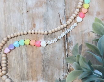 Colorful Heart and Wood Lanyard | Valentine’s Day • love • lanyard • wood lanyard • teacher lanyard
