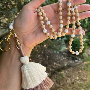 White and Wood Lanyard
