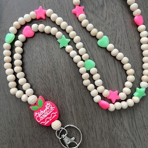 School Counselor lanyard - wood/stars/hearts