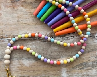 Rainbow & Wood Lanyard - customize to say what you would like