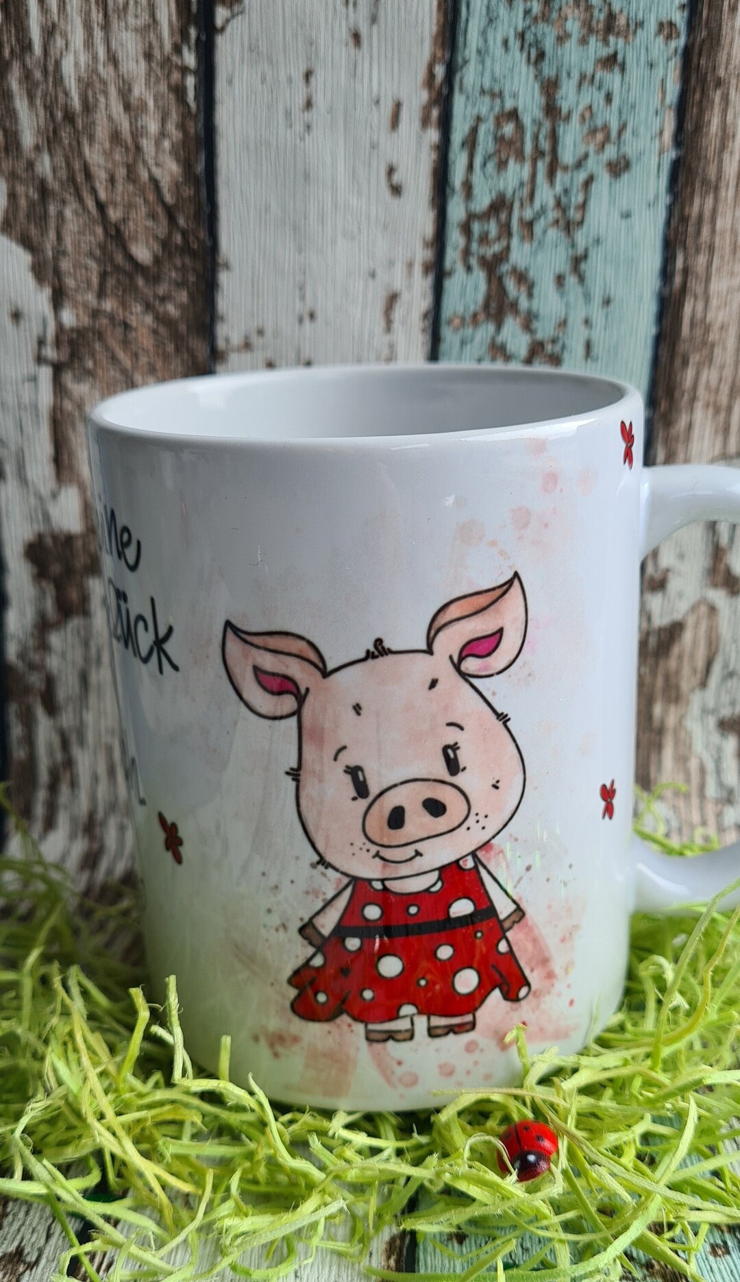 Verliebt, Glückstasse, Schweinchen, Spruch lustig Etsy.de