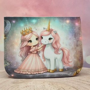 Kinder Geldbörse, Brustbeutel, mit Prinzessin und Einhorn, personalisiert