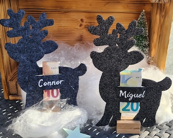 Personalized reindeer as a gift of money, Christmas