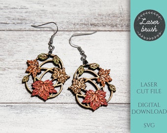 Fall Leaves Earrings SVG, Laser Cut File (Digital Download)