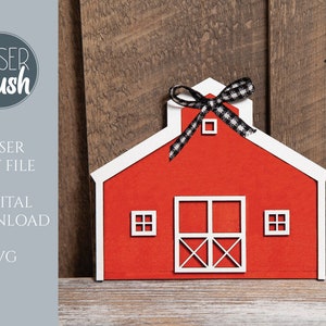 Barn SVG, Barn  Shelf Sitter, Farmhouse shelf decor, Small Barn, Laser Cut File, Barn Tiered Tray sign, Glowforge Digital file