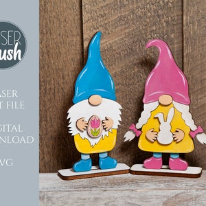 Easter Gnome SVG, Easter Shelf Sitter Decor, Easter Standing Gnome, Easter Farmhouse Laser File, Glowforge Laser cut file, Digital File