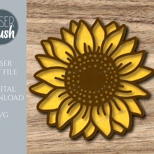 Sunflower SVG, Sunflower Laser Cut File, Multi-layer Sunflower SVG, Glowforge Laser Cut file, Fichier numérique