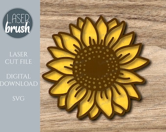 Multi-Layer Sunflower SVG, Laser Cut File (Digital File)