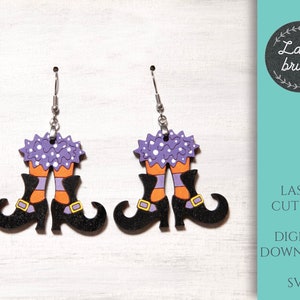 Witch Legs Earrings SVG,  Witch Shoes Halloween Earrings, Laser Digital File, Laser cut file, Glowforge Digital File