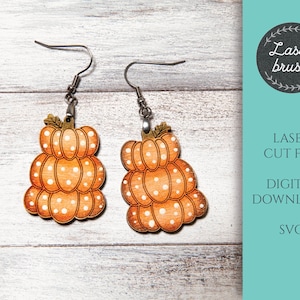 Stacked Pumpkins Earrings SVG, Thanksgiving Earrings Laser Digital File, Laser cut file, Fall earrings design, Glowforge Digital File