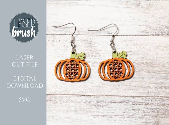 Rattan Cane Pumpkin Earrings SVG, Thanksgiving Earrings Laser Digital File, Laser cut file, Fall wooden earrings design, Glowforge File