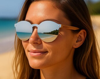 Gafas de sol ecológicas Baldwin / Patillas de madera de bambú / Polarizadas UV400 / Hawaii Maui Aloha / Unisex / Playa, viajes de verano