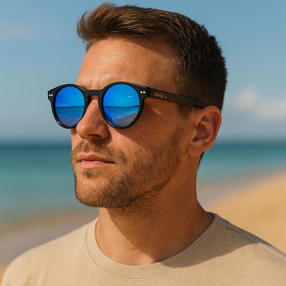 Polarized Round Sunglasses | Eco Bamboo & Wood Unisex Shades  display picture 1
