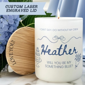 Something Blue Crew Candle, Coquette Bridal Party Gift, Bridesmaid Proposal Gift for the Grandmillenial Bride, I Do Crew Bridesmaid Reveal