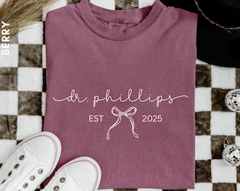 Custom Dr Comfort Colors® Shirt, Actually It's DR Personalized T Shirt, Phd Graduation Tee, Doctor Est Shirt, New Doctor MD PhD Shirt Gift