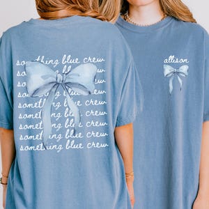 Something Blue Crew Comfort Colors® Shirt, Coquette Bridal Party Gift, Grandmillenial Bride, Trendy Engagement Party Tee, I do Crew Shirts