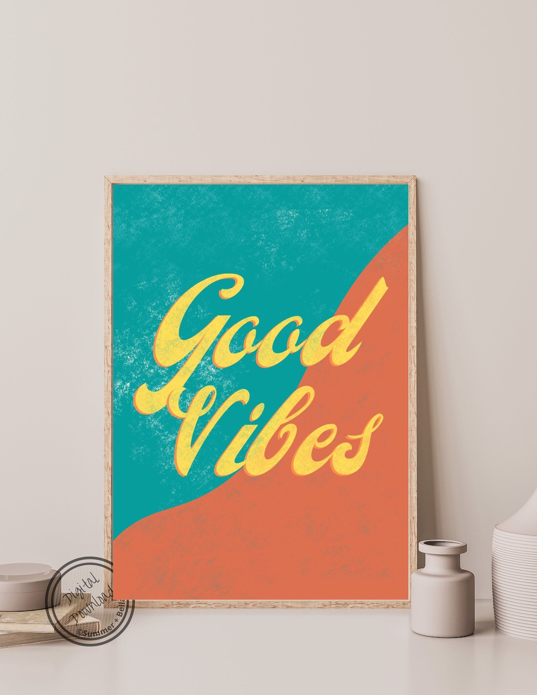ART 65 Retro Wall Art Good Vibes Poster Instant Digital Etsy