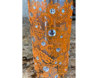 Henna Vase, Handmade Decor, Painted Vase, Mandala Vase, Indian Decor, Boho, Flower Vase